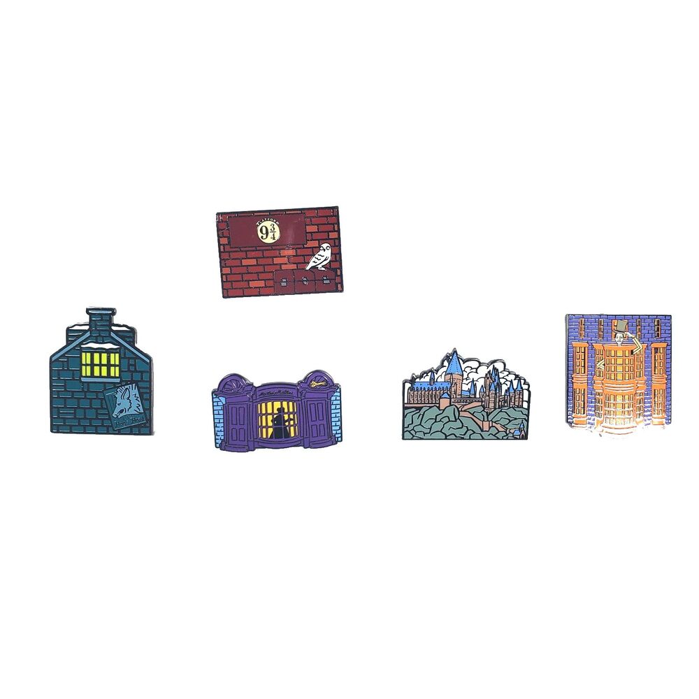 Harry Potter Enamel 5 Pin Set Magical Places Loot Crate 2021 Hogwarts Hogsmeade - Picture 12 of 12